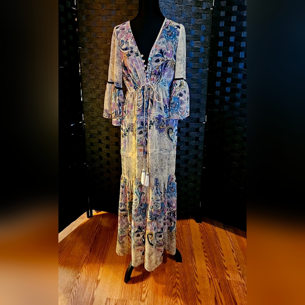 Zara Elegant Multicolor Paisley Maxi Dress